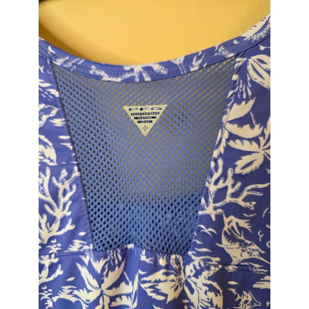Columbia PFG Freezer III Dress Womens Small Blue White Tropical Island Fishing - Picture 5 of 5